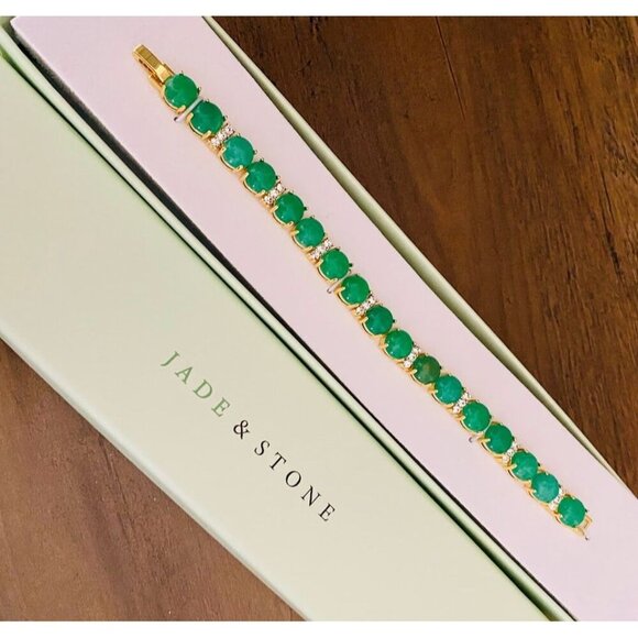 Jade & Stone Jade Tennis Bracelet CZ Crystals NEW! - Picture 4 of 9